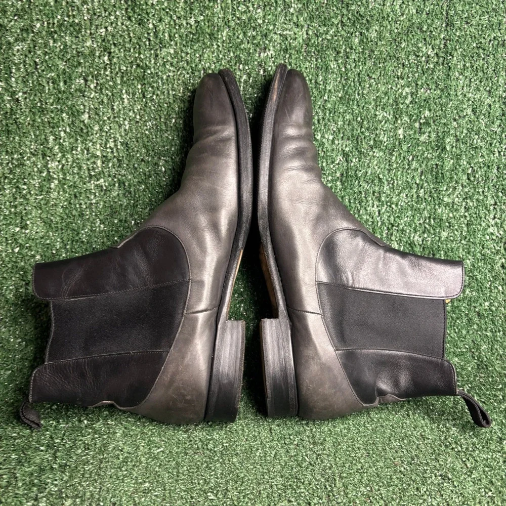 Carlos Santos Chelsea Leather Ankle Elastic Gusset Dress Boot Black Mens Sz 10.5